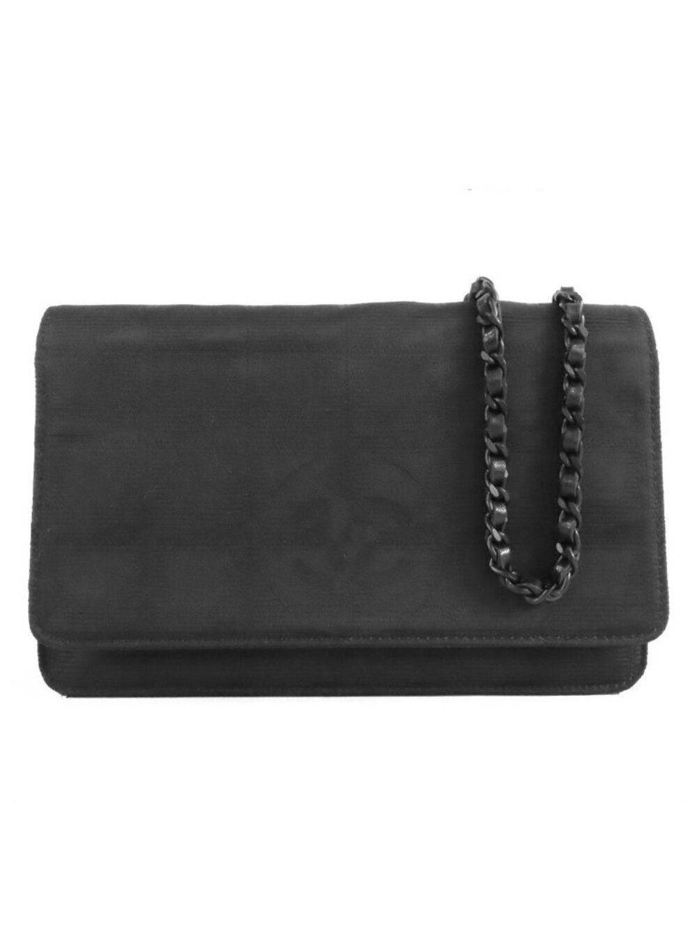 Chanel New Travel Line Wallet Black Nylon Leather Chain Shoulder Bag